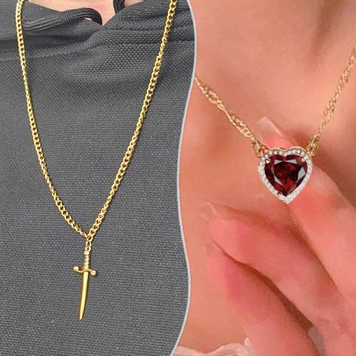 Heart-pierced by an arrow couple pendant necklace