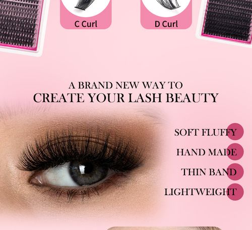 Single Cluster Volume Eyelashes Book - Curled & Thick, Large Quantity