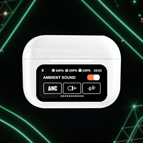 In-ear Bluetooth headset with ANC noise reduction, long battery life, and full-color touch screen