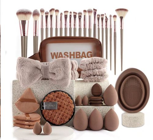 Brown 40-piece makeup brush set, eyeshadow brush, loose powder brush