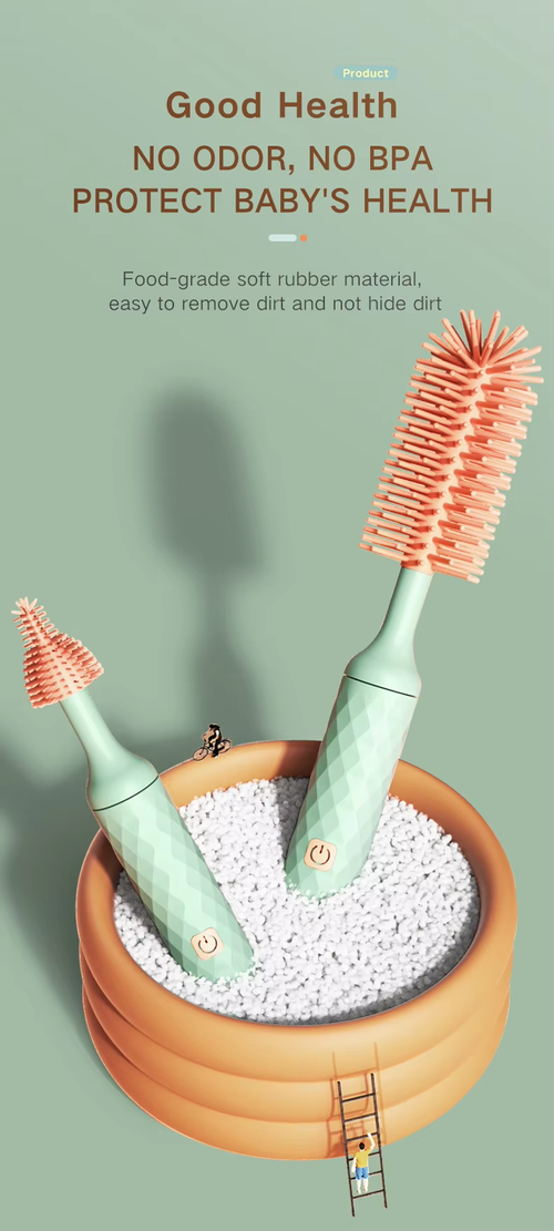 Silicone 360° Rotating Automatic Baby Bottle & Nipple Brush。