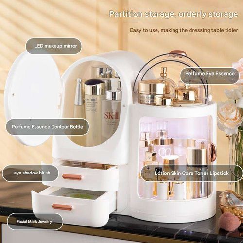 LED Filled Light Mirror Cosmetic Storage Box Light Luxury Dressing Table