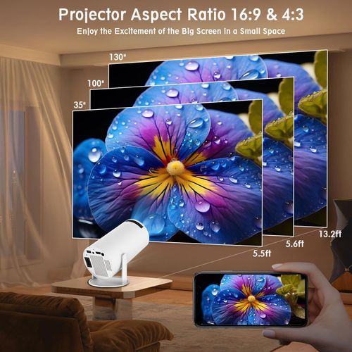Mini Projector, HY300 PRO Portable Projector, Support 4K 1080P with Dual-Band WIFI6 5G Wireless 5.4 Bluetooth