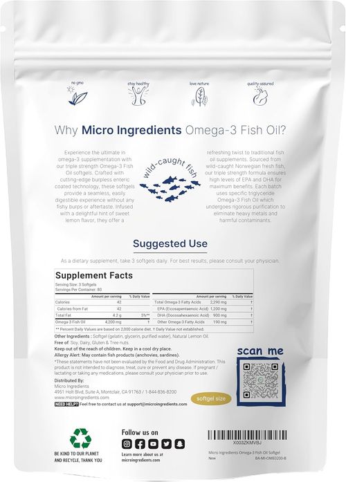 Micro Ingredients Triple Strength Omega 3 Fish Oil