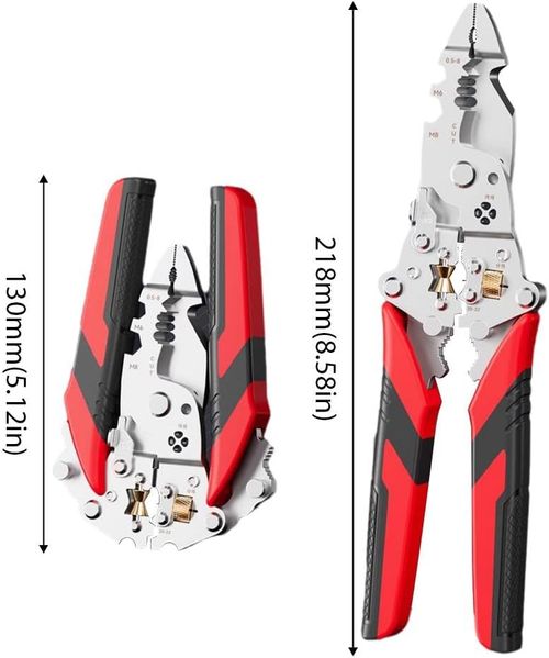 16-In-1 Foldable Stainless Steel Wire Stripper, Multifunctional Foldable Professional WireStripper,Crimper & Stylus Screwdriver for Cutting, Stripping & Pulling Wires