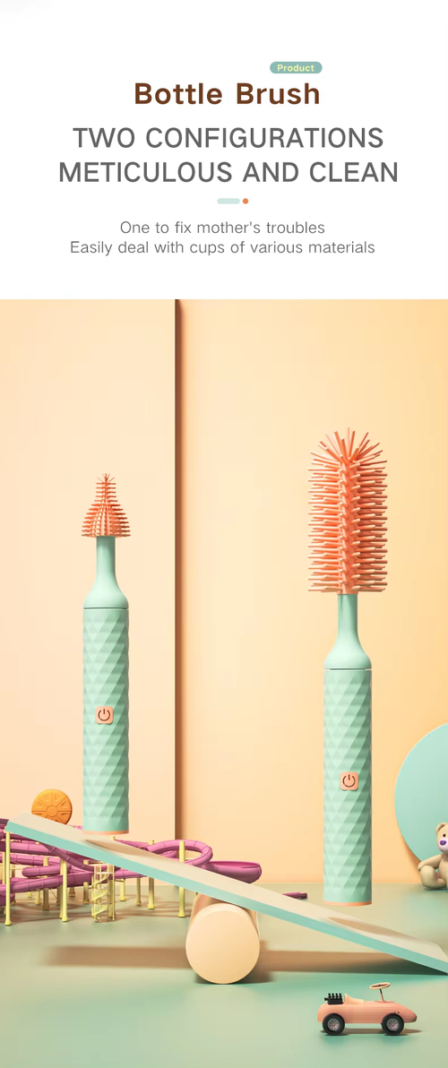 Silicone 360° Rotating Automatic Baby Bottle & Nipple Brush。