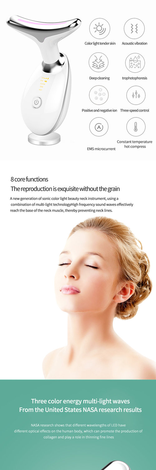 This neck beauty device (also a neck wrinkle massager) works as a facial tightening device too.