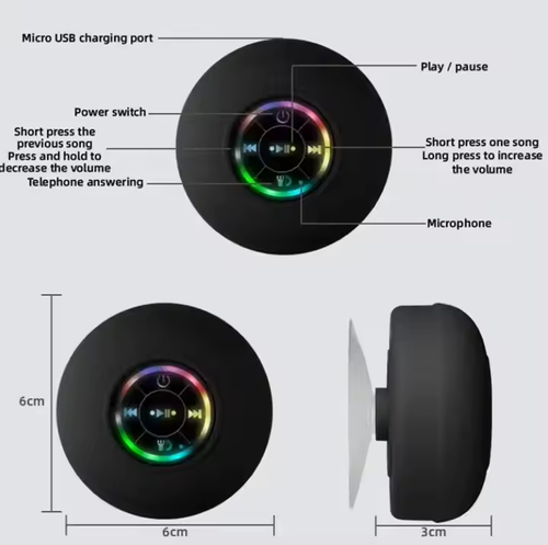Wireless Bluetooth Speaker - Portable Waterproof Suction Cup Mini Shower Speaker