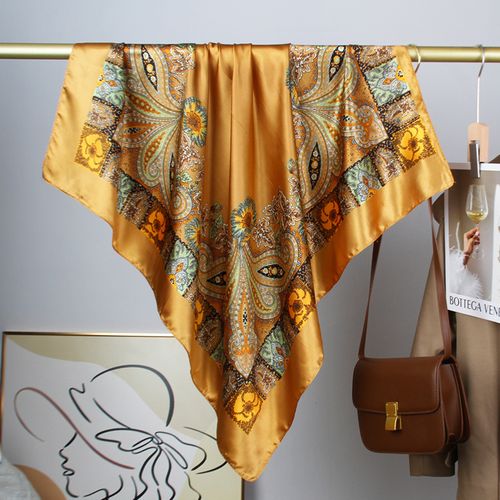 Half-price new four-piece set paisley satin silk scarf – for shawl & headscarf use