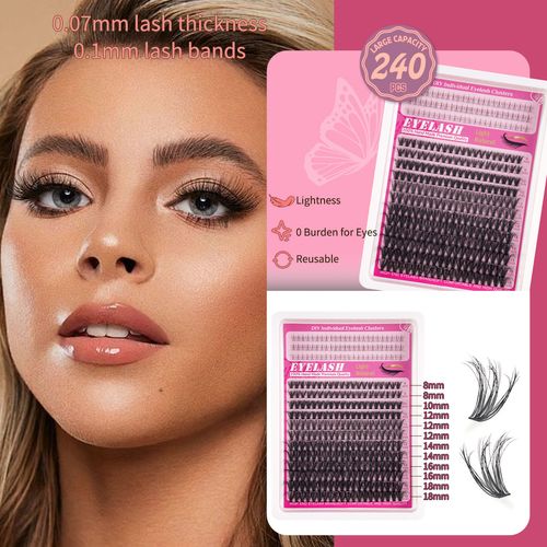 Single Cluster Volume Eyelashes Book - Curled & Thick, Large Quantity