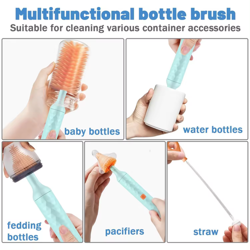 Silicone 360° Rotating Automatic Baby Bottle & Nipple Brush。