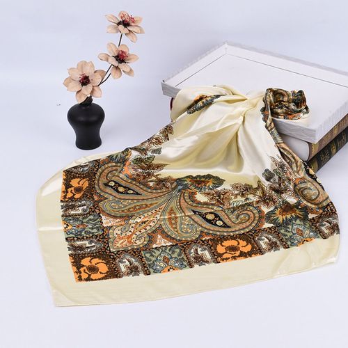 Half-price new four-piece set paisley satin silk scarf – for shawl & headscarf use
