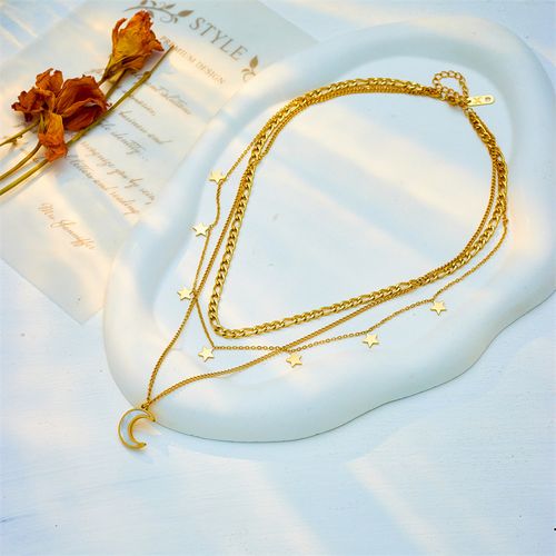 Layered Necklaces Stacking - Light Luxury Star & Moon Collarbone Chain