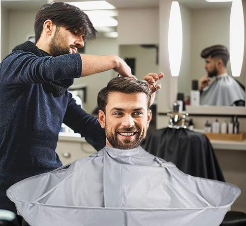 Waterproof Haircut Cape Umbrella, Portable Hair Clippings Catcher for Adults Kids, Reusable Hairdressing Cloak with Anti-Static Nylon (Easy Storage, Salon & DIY Home Use)