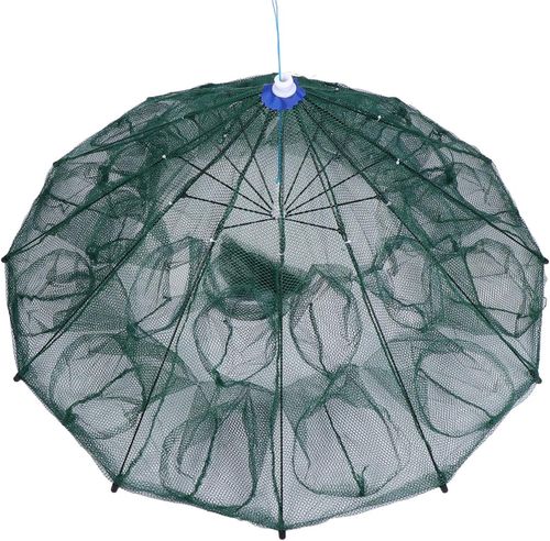 Fishing Bait Trap 20 holes, Folded Fishing Net Portable Umbrella Shaped Cast Net Shrimp Net Crab Baits Cast Mesh Trap Automatic Accessories for Freshwater and Saltwater