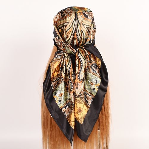 Half-price new four-piece set paisley satin silk scarf – for shawl & headscarf use