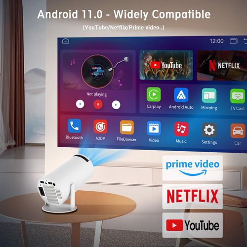 Mini Projector, HY300 PRO Portable Projector, Support 4K 1080P with Dual-Band WIFI6 5G Wireless 5.4 Bluetooth