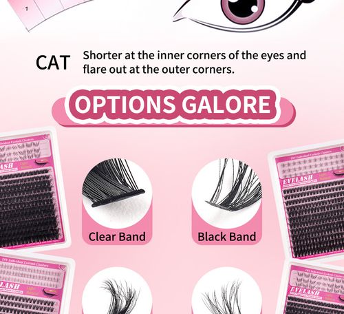 Single Cluster Volume Eyelashes Book - Curled & Thick, Large Quantity