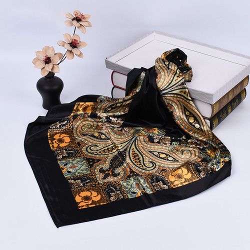Half-price new four-piece set paisley satin silk scarf – for shawl & headscarf use