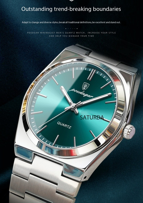 Half-Price Super Green Thin Men's Waterproof Luminous Quartz Watch