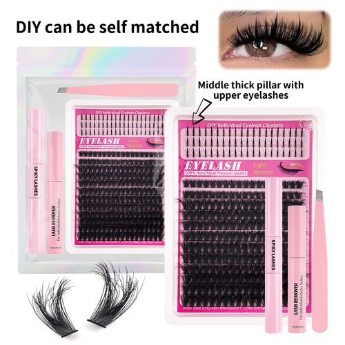 Single Cluster Volume Eyelashes Book - Curled & Thick, Large Quantity