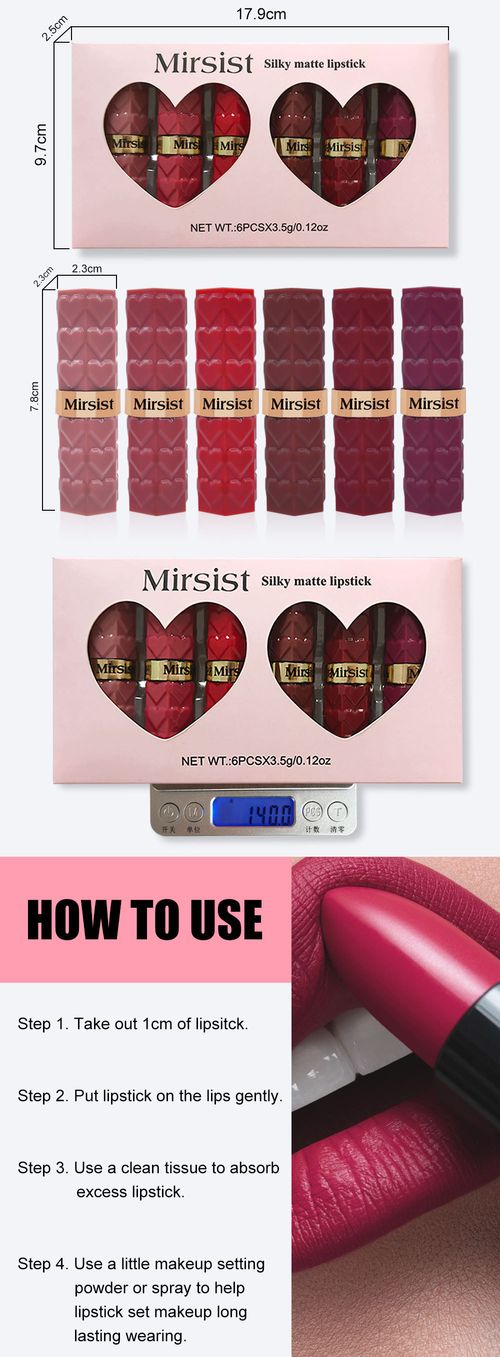 6-Piece Matte Lipstick Set - Long-Lasting, Non-Fading, Non-Changing, Matte Finish