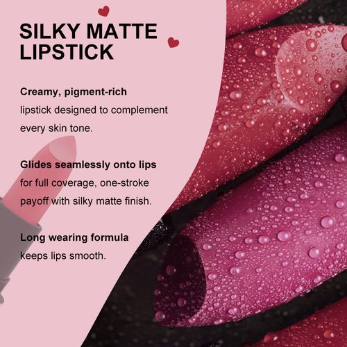 6-Piece Matte Lipstick Set - Long-Lasting, Non-Fading, Non-Changing, Matte Finish