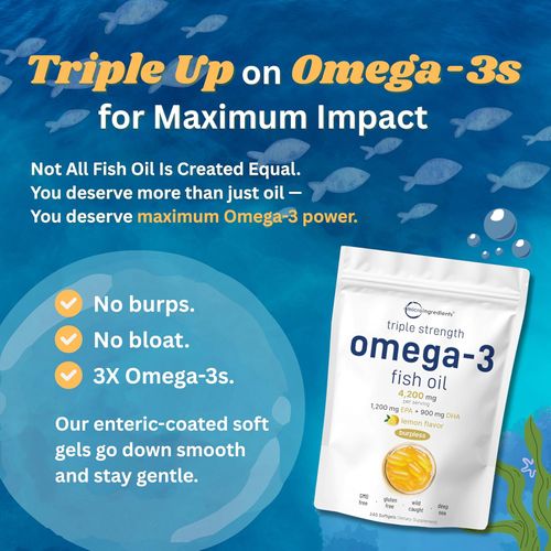 Micro Ingredients Triple Strength Omega 3 Fish Oil