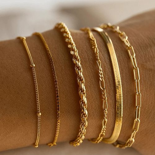 12-pack Bohemian-Style Gold 6-Strand Multi-Layer Bracelet