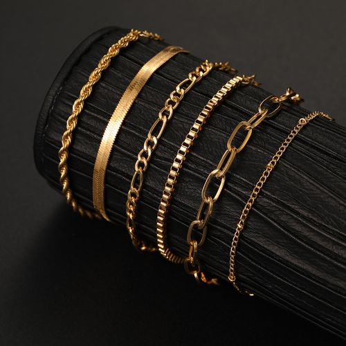 12-pack Bohemian-Style Gold 6-Strand Multi-Layer Bracelet