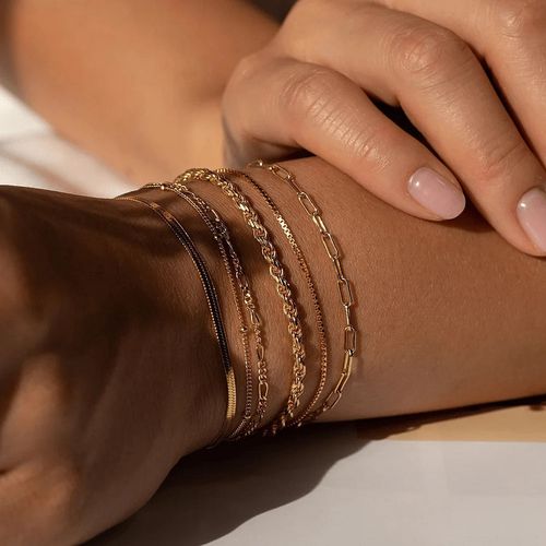12-pack Bohemian-Style Gold 6-Strand Multi-Layer Bracelet