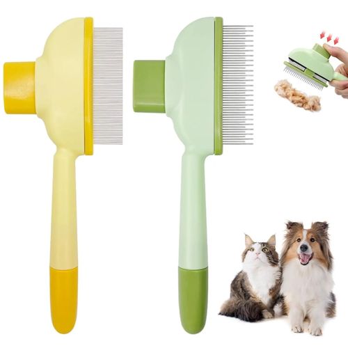Pet Grooming Brush with Shedding & Cleaning Functions 2-Pack