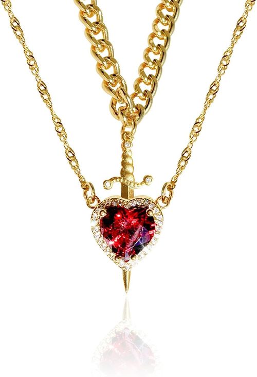 Heart-pierced by an arrow couple pendant necklace