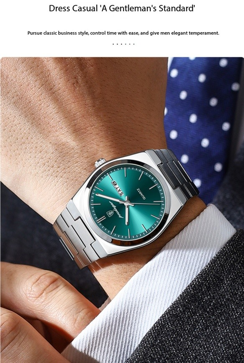 Half-Price Super Green Thin Men's Waterproof Luminous Quartz Watch