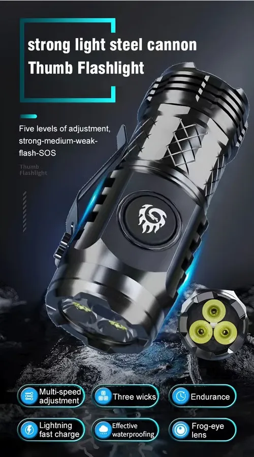 🔥 Three-eyed Monster Mini Flash Super Power Flashlight