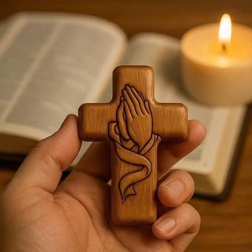 Classic Wooden Pocket Prayer Cross Gift Ensemble: A Cherished Symbol of Peace