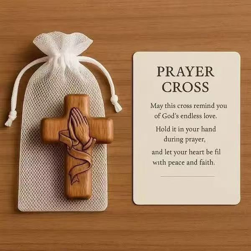 Classic Wooden Pocket Prayer Cross Gift Ensemble: A Cherished Symbol of Peace