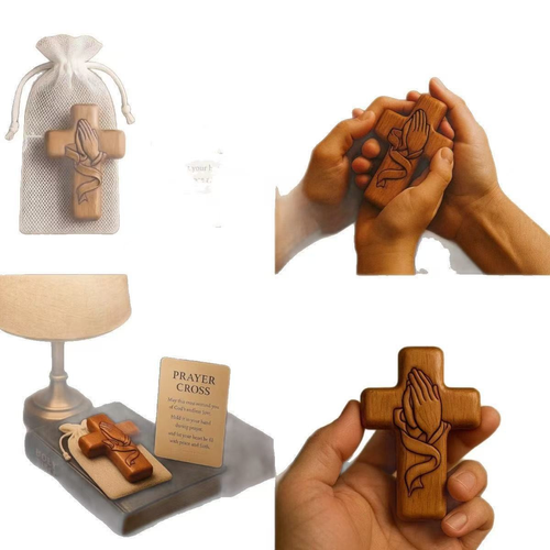Classic Wooden Pocket Prayer Cross Gift Ensemble: A Cherished Symbol of Peace