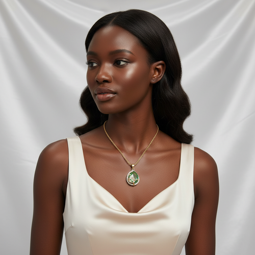 Vintage 4PCS Watch Gift Set Fashion Flower Green Diamond Women Watch Quartz Ladies Watch