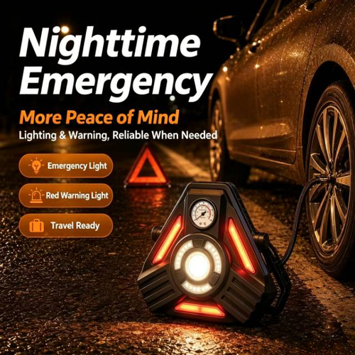 3-in-1 Car Emergency Light & Tire Inflator