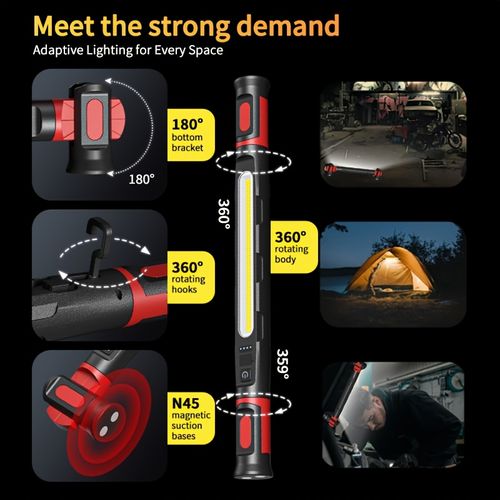 Magnetic Outdoor Repair Light | White & Warm Yellow, Hook Design, Emergency Auto Work Lamp