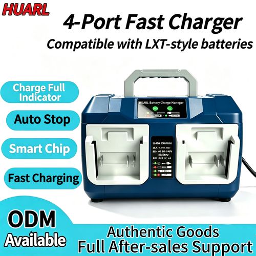 4-Port 18V LXT Style Lithium Battery Charger, UK Type G Plug 110-240V