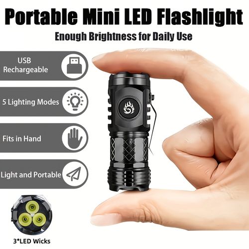 Rechargeable Mini Magnetic Flashlight, Portable Home & Camping Light
