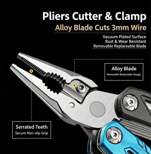 LERAN Multi-functional Emergency Safety Hammer Wrench, Portable Folding Multi-tool Pliers for Camping & Car Use