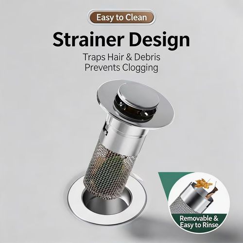 Universal Wash Basin Pop‑Up Drain Plug Anti‑Clog Fast Drain for Home