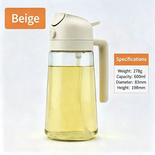2‑in‑1 Glass Oil Dispenser, Spray & Pour Oil Bottle, Non‑Sticky Interior Home Kitchen Oil Sprayer