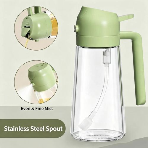 2‑in‑1 Glass Oil Dispenser, Spray & Pour Oil Bottle, Non‑Sticky Interior Home Kitchen Oil Sprayer