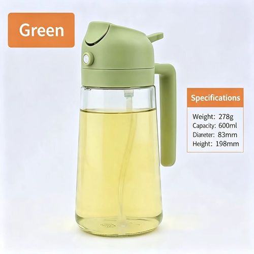 2‑in‑1 Glass Oil Dispenser, Spray & Pour Oil Bottle, Non‑Sticky Interior Home Kitchen Oil Sprayer
