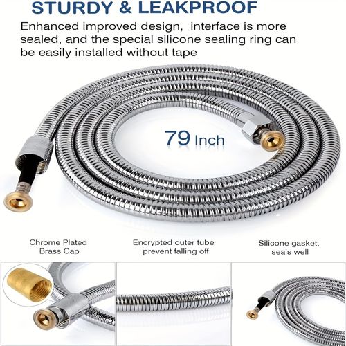200cm Extra Long High-Pressure Shower Hose, 304 Stainless Steel Explosion-Proof
