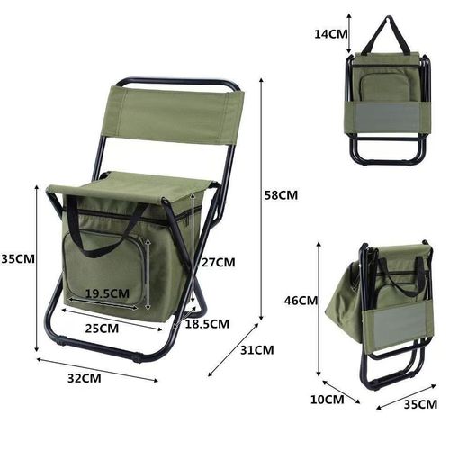3‑in‑1 Camping Fishing Folding Chair with Cooler Bag & Side Pocket